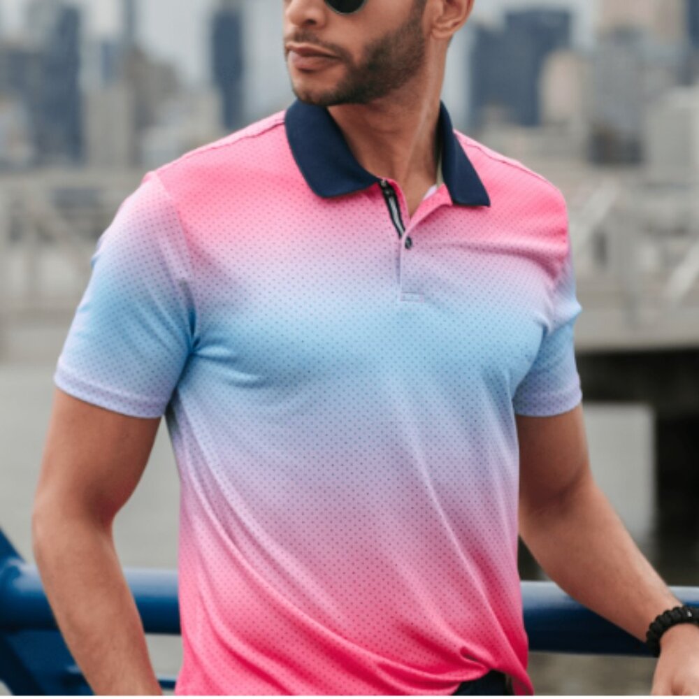 Society of Threads Men Intelli Fresh Polo T-Shirt Pink Spotted Size M